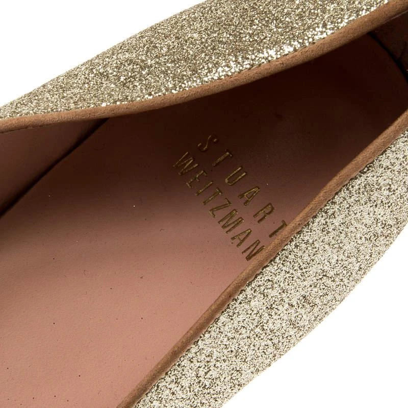 Stuart Weitzman Metallic Gold Glitter Smoking Slippers Size 37.5 商品