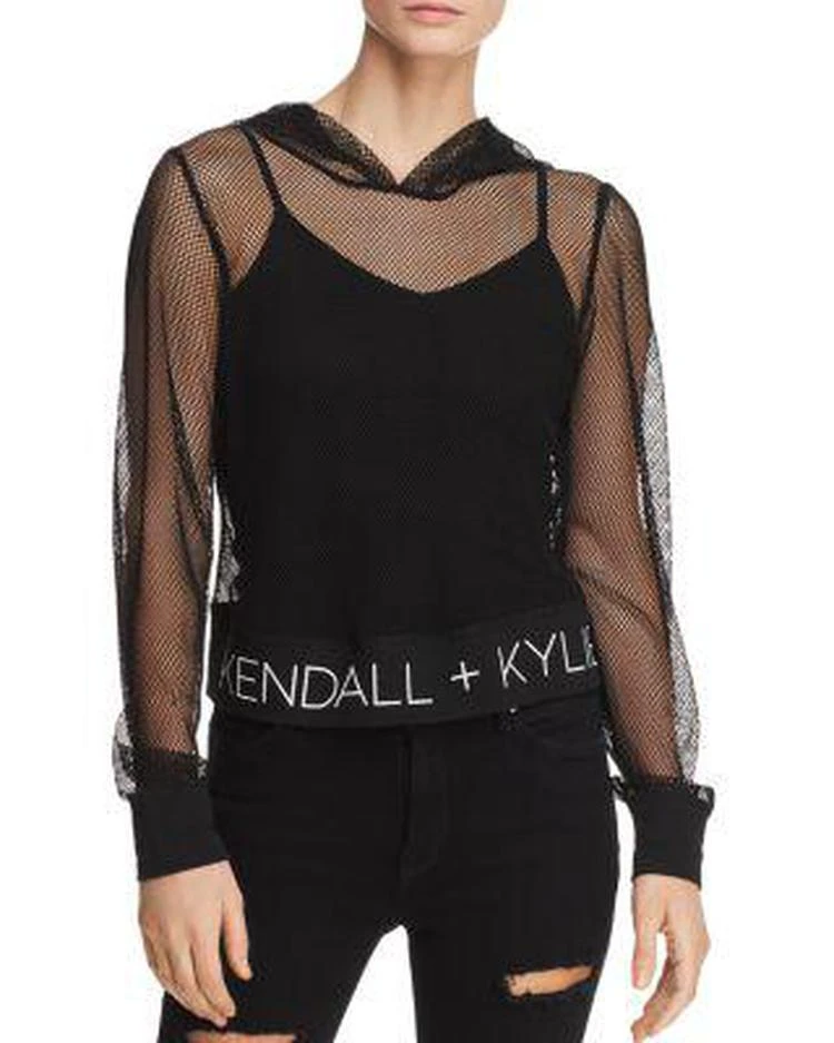 商品KENDALL & KYLIE|Sheer Mesh Hooded Sweatshirt,价格¥175,第1张图片