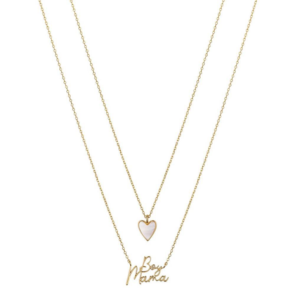 商品Unwritten|14K Gold Flash-Plated Mother Of Pearl Heart 'Mama Boy' Faux Duo Necklace with Extender,价格¥215,第1张图片