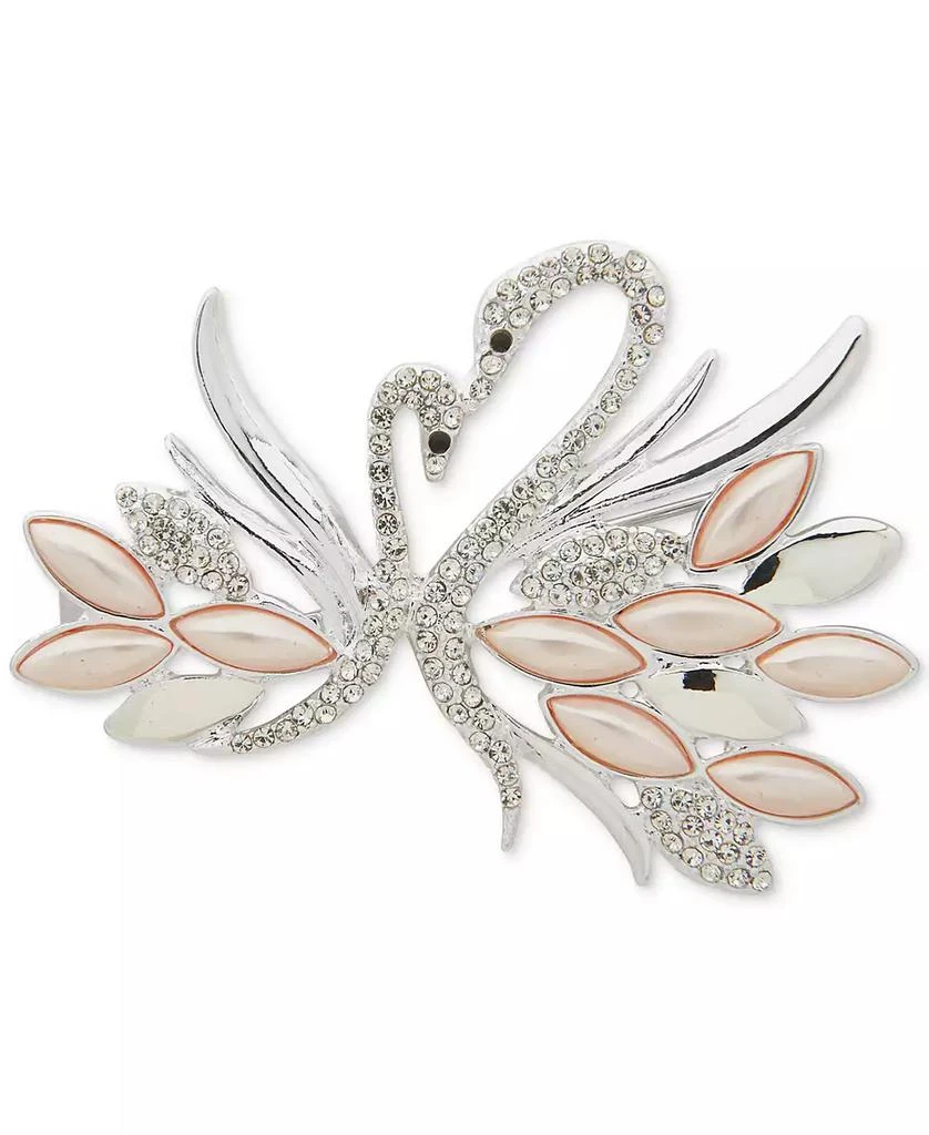 商品Anne Klein|Boxed Silver Tone Crystal Blush Pearl Swan Pin,价格¥84,第1张图片