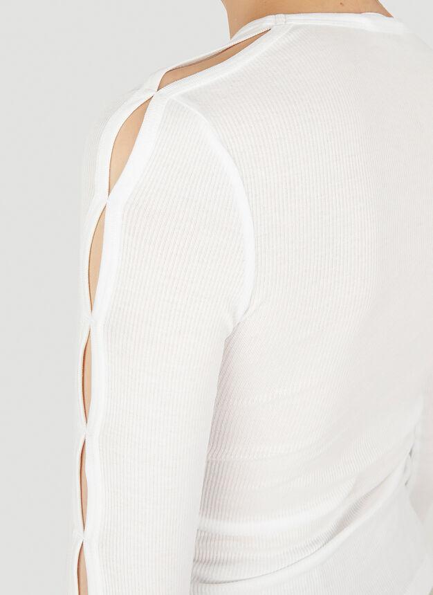 商品Helmut Lang|Slash Sleeve Base Top in White,价格¥1449,第7张图片详细描述