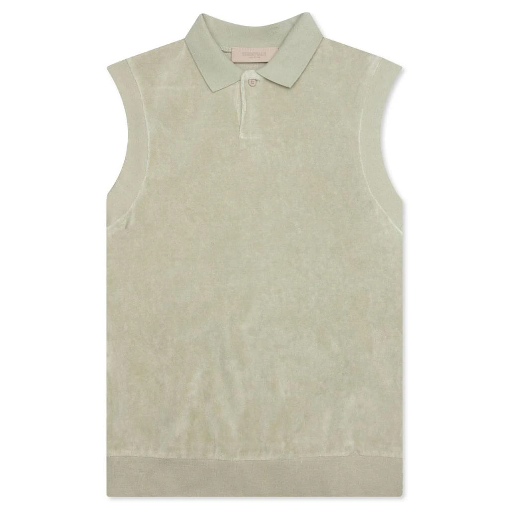 商品Essentials|Fear of God Essentials Women's Velour Sleeveless Polo - Seafoam,价格¥354,第1张图片