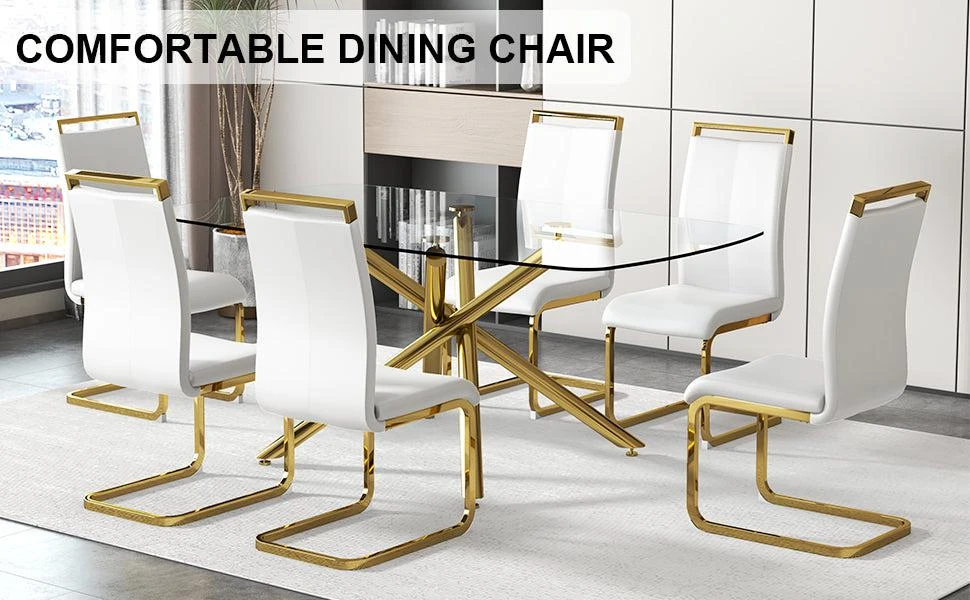 商品Streamdale Furniture|Streamdale Premium Glass Dining Table with Versatile Style,价格¥5303,第3张图片详细描述