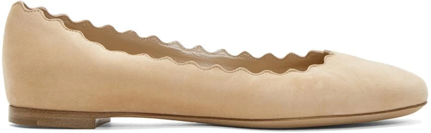 商品Chloé|Beige Suede Lauren Flats,价格¥2165,第1张图片
