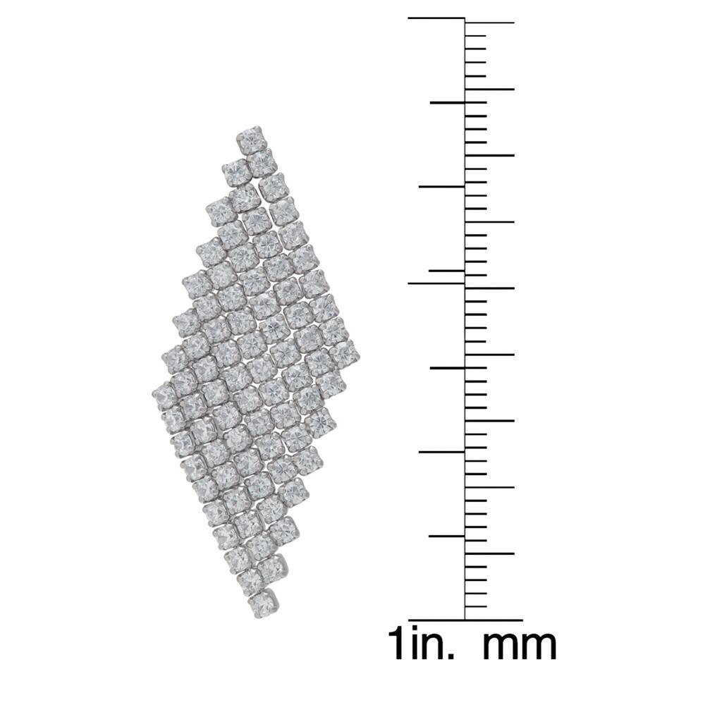 Fine Silver Plated Cubic Zirconia Dangling Diamond-Shaped Post Earrings商品第3张图片规格展示