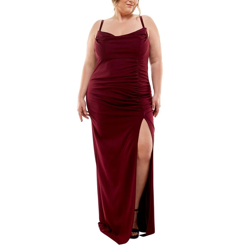 商品Emerald Sundae|Trendy Plus Size Cowlneck Side-Ruched Maxi Dress, Created for Macy's,价格¥580,第1张图片