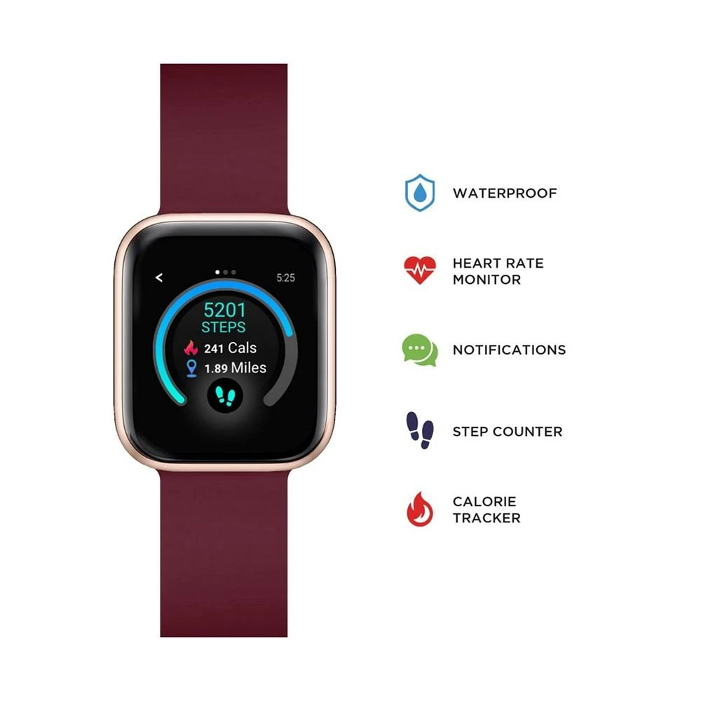 商品iTouch|Unisex Air 3 Burgundy Silicone Strap Smartwatch with 3 in 1 Wireless Charging Station Set,价格¥448,第3张图片详细描述