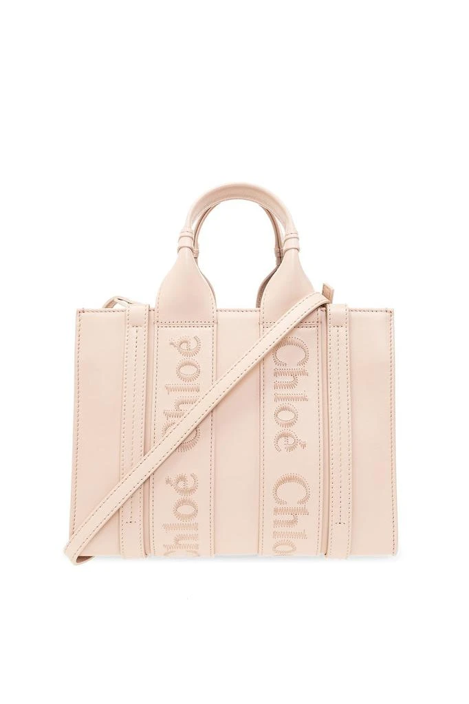 商品Chloé|Chloé Woody Logo Embroidered Small Tote Bag,价格¥9080,第1张图片