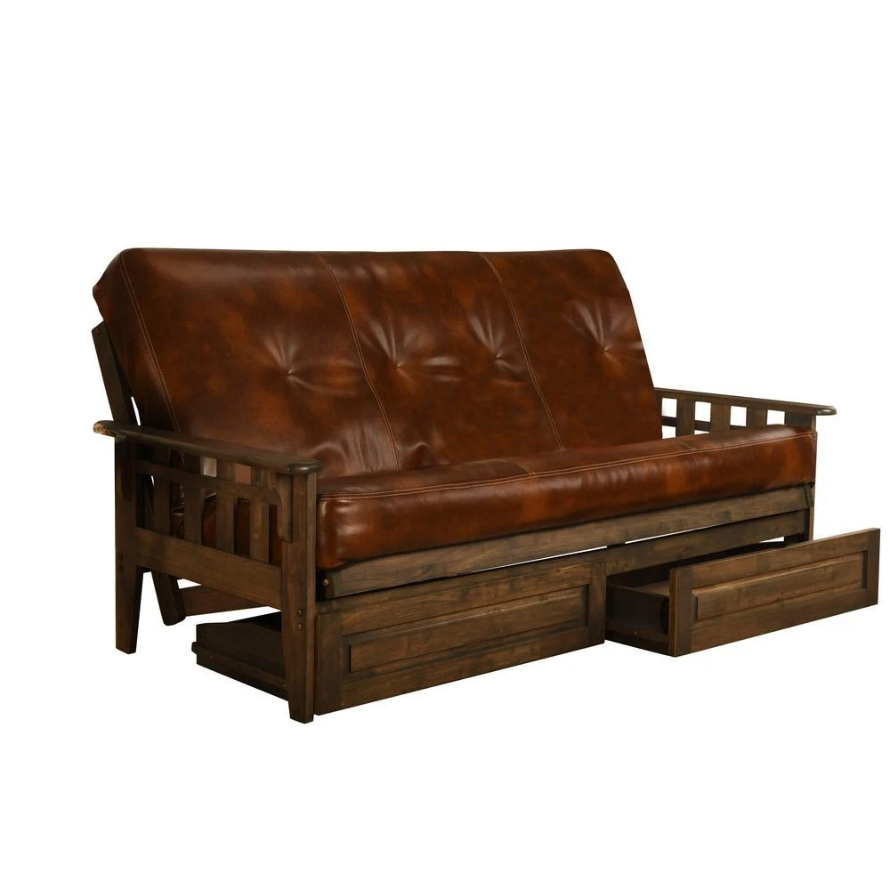 商品KODIAK|Tucson Frame-Rustic Walnut Finish-Oregon Trail Saddle Mattress-Storage Drawers,价格¥8314,第1张图片详细描述