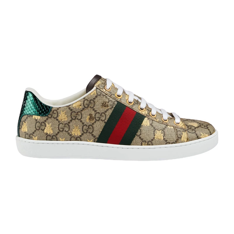 商品Gucci|【预售3-7天】GUCCI/古驰 Ace系列 女士经典复古老花GG帆布金色蜜蜂刺绣低帮休闲运动鞋5500519N0508465,价格¥6016,第1张图片