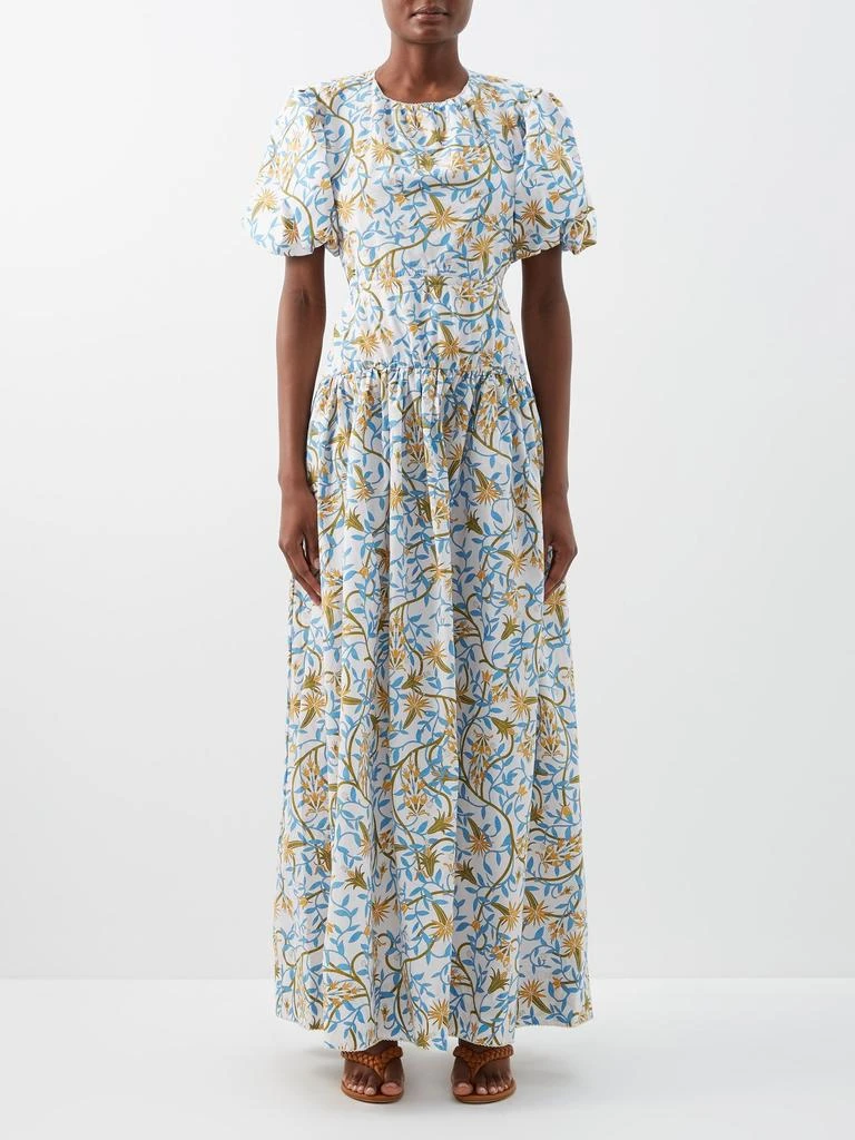 商品Agua by Agua Bendita|Samba cutout floral-print cotton-poplin dress,价格¥1814,第1张图片