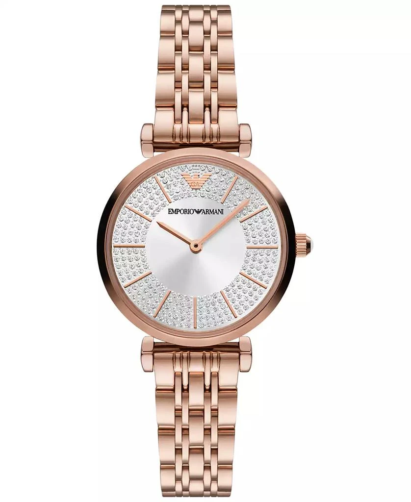 商品Emporio Armani|Women's Rose Gold-Tone Stainless Steel Bracelet Watch 32mm,价格¥2956,第1张图片