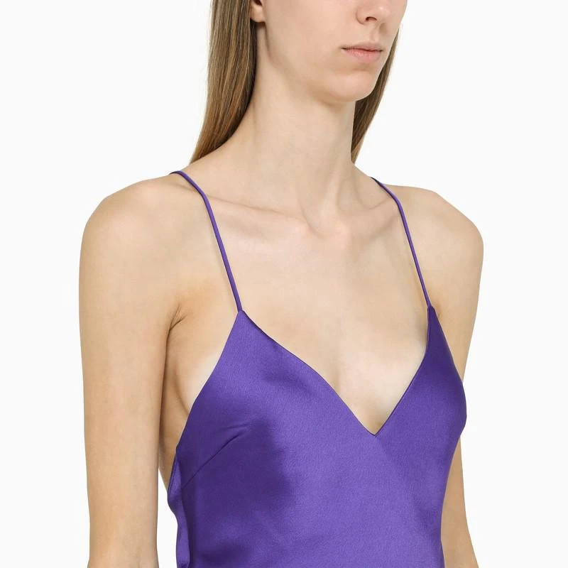 商品THE ANDAMANE|THE ANDAMANE Iris-coloured satin midi slip dress,价格¥2386,第4张图片详细描述