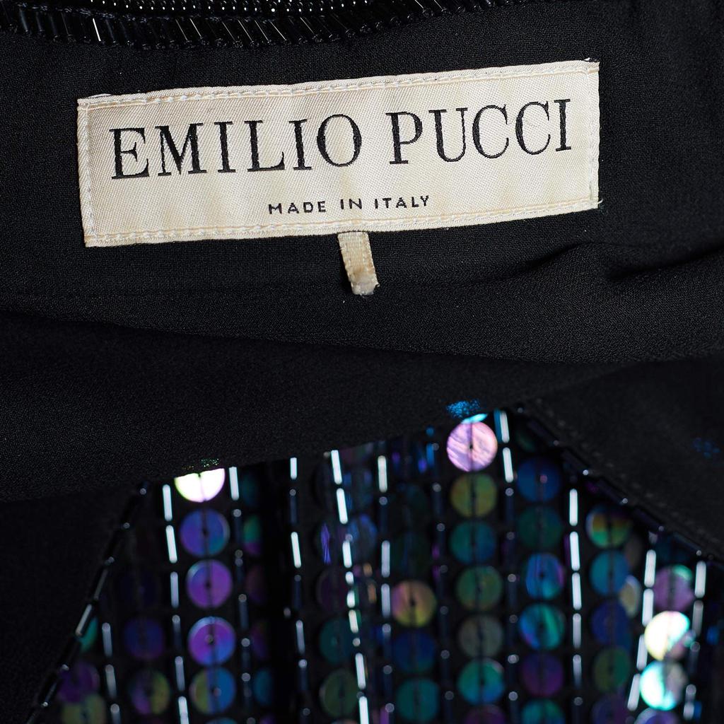 Emilio Pucci Metallic Sequin & Bead Embellished Silk Button Front Shirt Dress L商品第4张图片规格展示