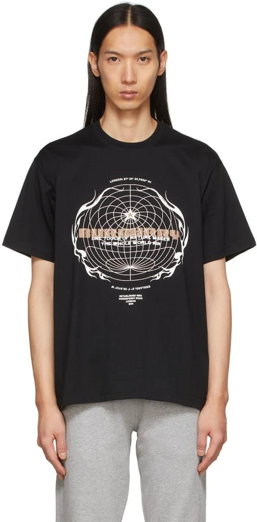 商品Burberry|黑色 Globe Graphic T 恤,价格¥4812,第1张图片