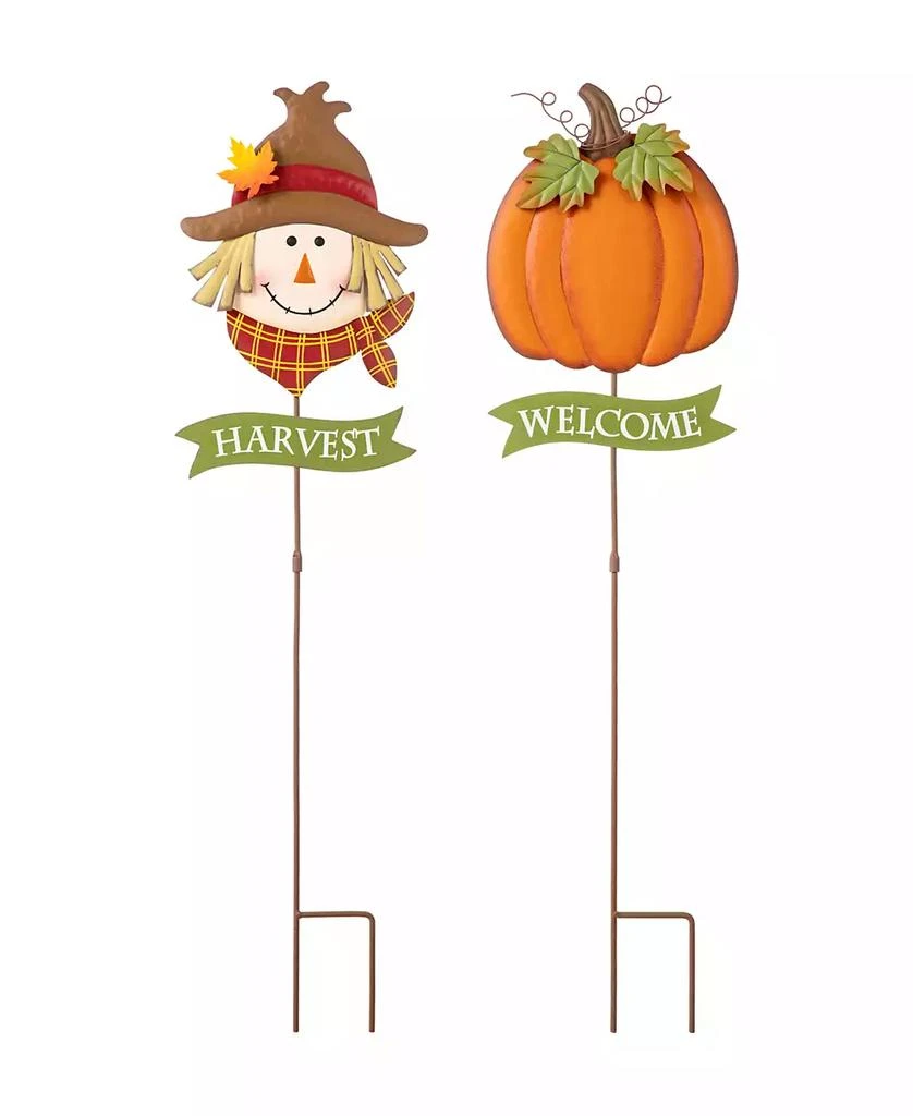 商品Glitzhome|36.25" H Fall Metal Scarecrow Pumpkin Yard Stake, Set of 2,价格¥245,第1张图片