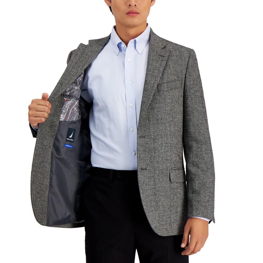 商品Nautica|Men's Modern-Fit Solid Herringbone Tweed Sport Coat,价格¥658,第5张图片详细描述