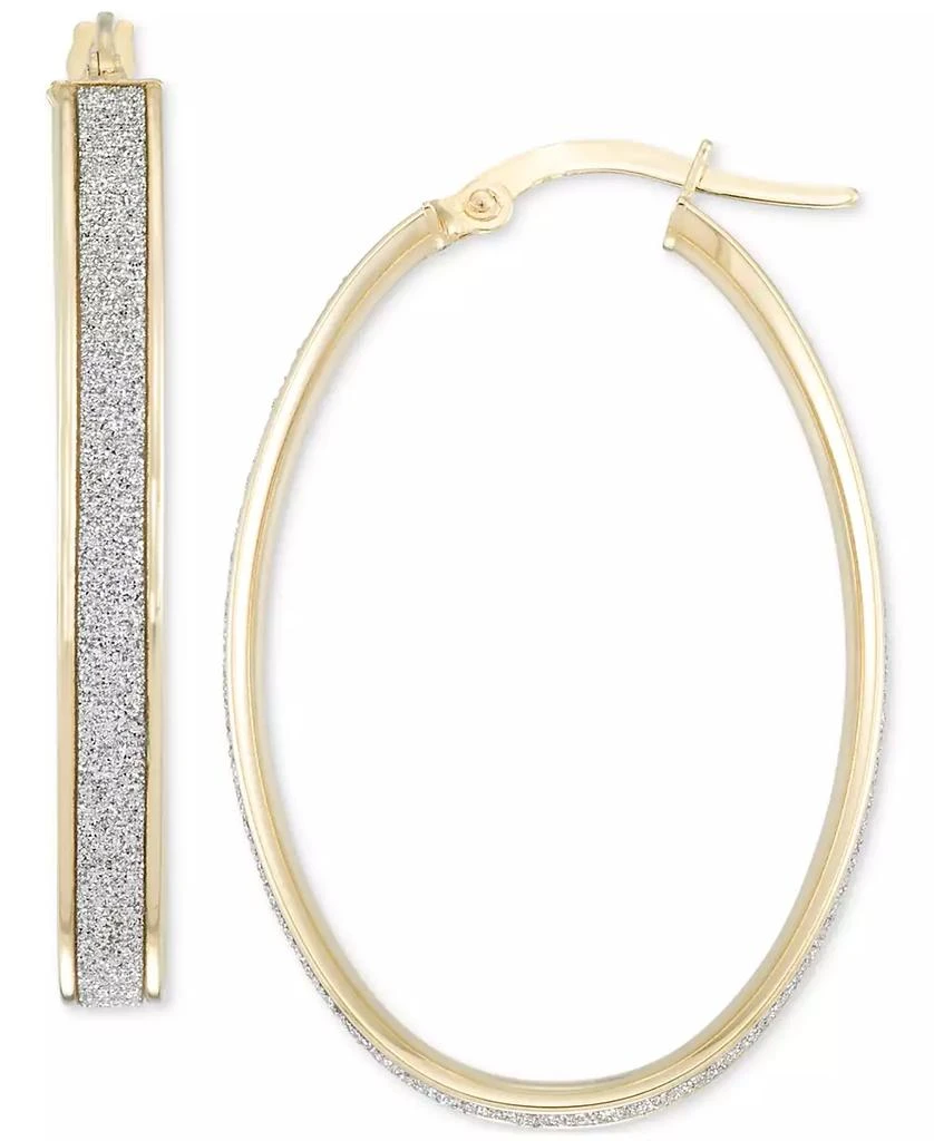 商品Macy's|Polished Oval Glitter Hoop Earrings in 14k Gold, 1-1/4",价格¥2342,第1张图片