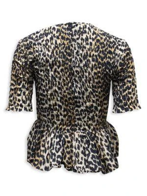 商品[二手商品] Ganni|Ganni Leopard Print Smocked Peplum Top In Animal Print Cotton,价格¥826,第3张图片详细描述