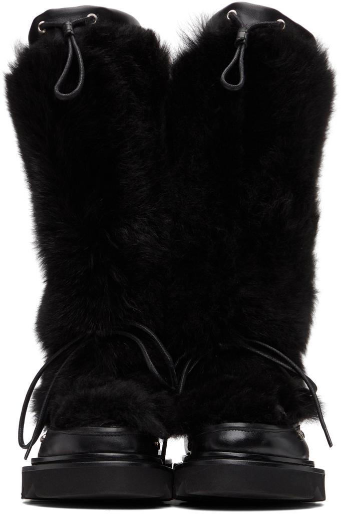 Black Shearling Studded Boots商品第2张图片规格展示