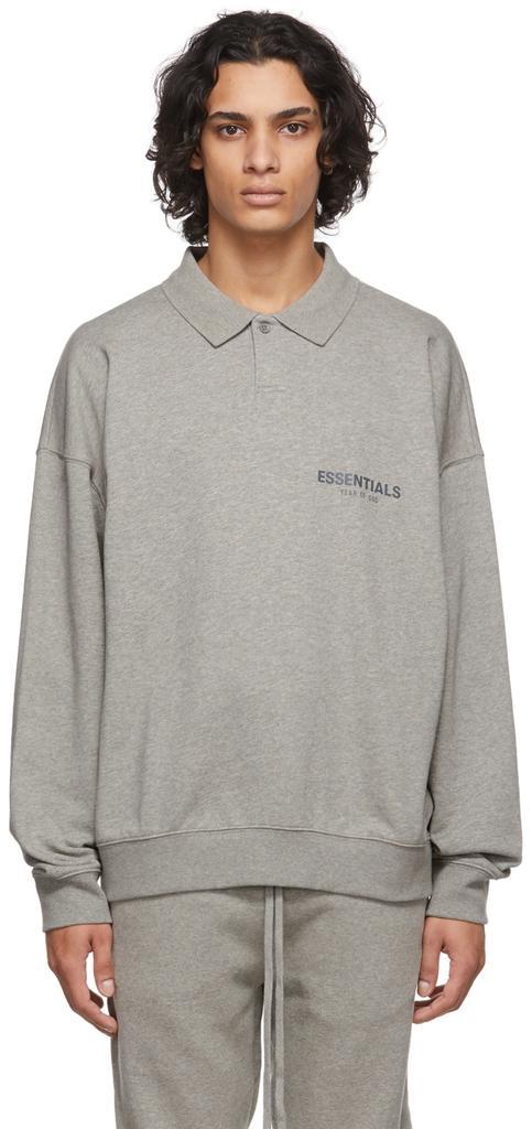 商品Essentials|Grey Long Sleeve Polo,价格¥536,第1张图片