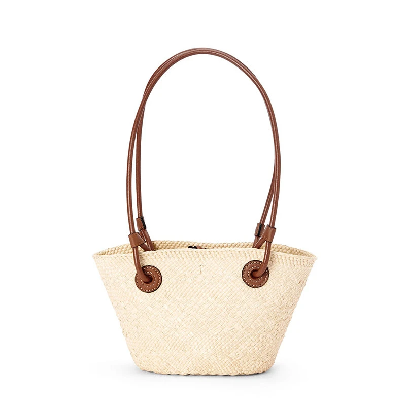 商品Loewe|【预售3-7天】LOEWE/罗意威 22春夏新款Basket系列 女士迷你自然色棕榈编织棕褐色牛皮手柄篮子手提包A223P64X01-2435,价格¥4182,第5张图片详细描述