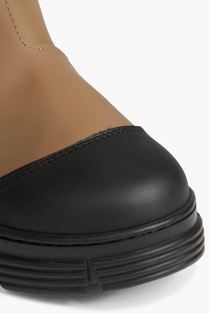 商品Ganni|Grosgrain-trimmed two-tone rubber knee boots,价格¥945,第4张图片详细描述