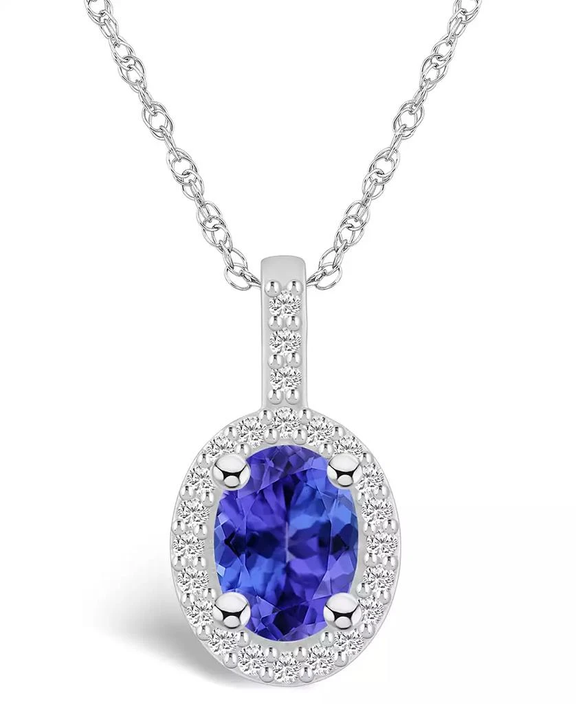 商品Macy's|Tanzanite (1-1/4 Ct. t.w.) and Diamond (1/4 Ct. t.w.) Halo Pendant Necklace,价格¥8502,第1张图片