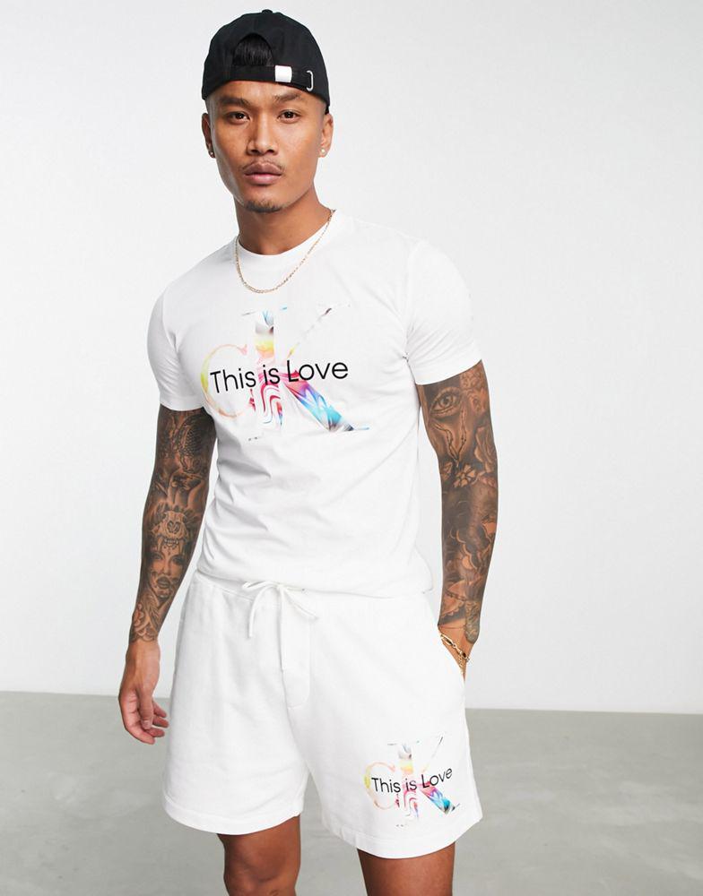Calvin Klein Jeans pride capsule co-ord chest monogram slim fit t-shirt in white商品第3张图片规格展示