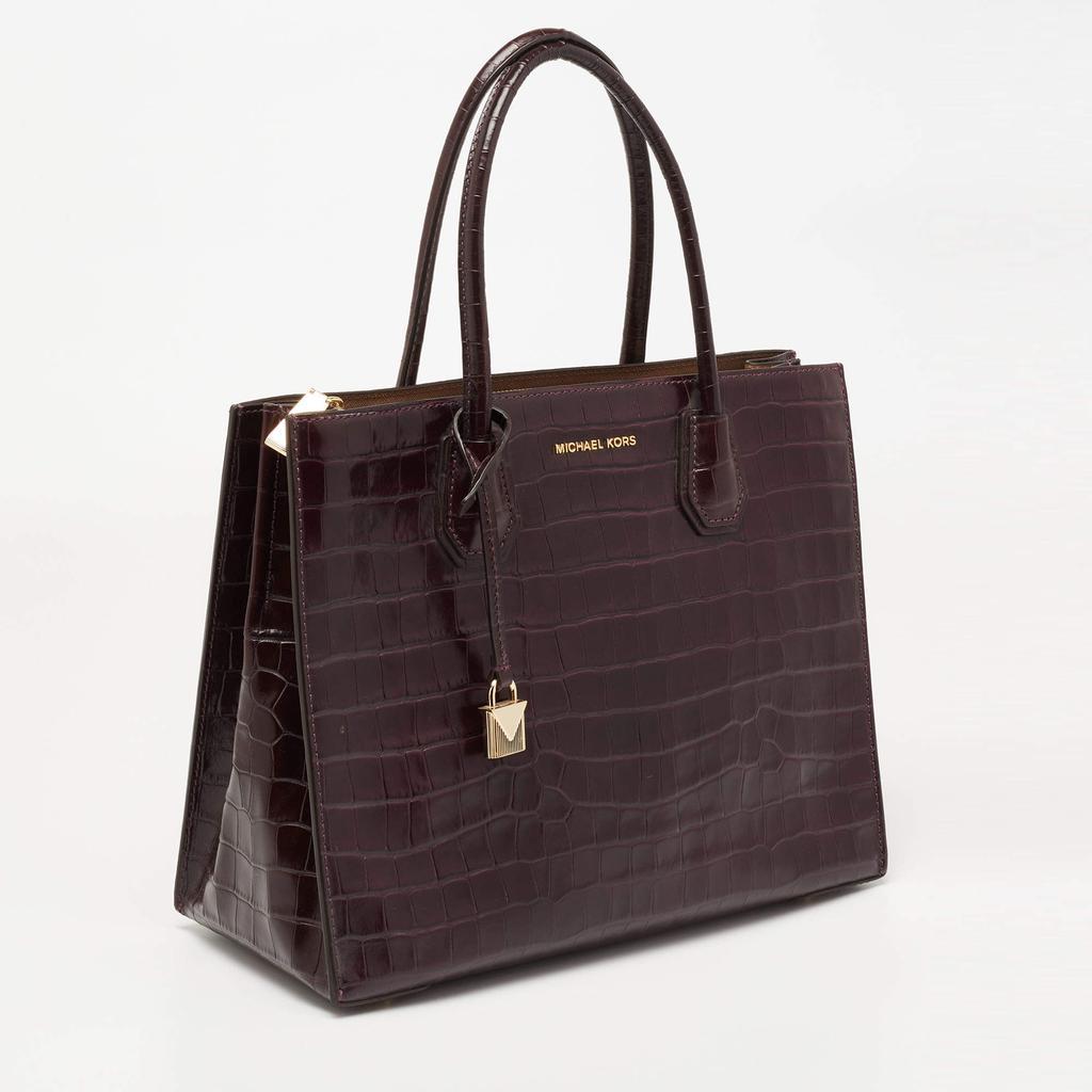 商品[二手商品] Michael Kors|Michael Kors Purple Croc Embossed Leather Mercer Tote,价格¥1092,第5张图片详细描述