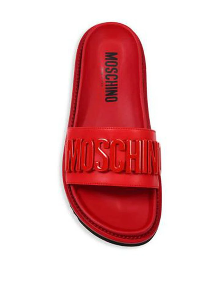 商品Moschino|Logo Slide Leather Sandals,价格¥1481,第4张图片详细描述