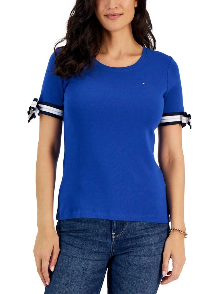 商品Tommy Hilfiger|Womens Cotton Tie-Sleeve T-Shirt,价格¥252,第2张图片详细描述