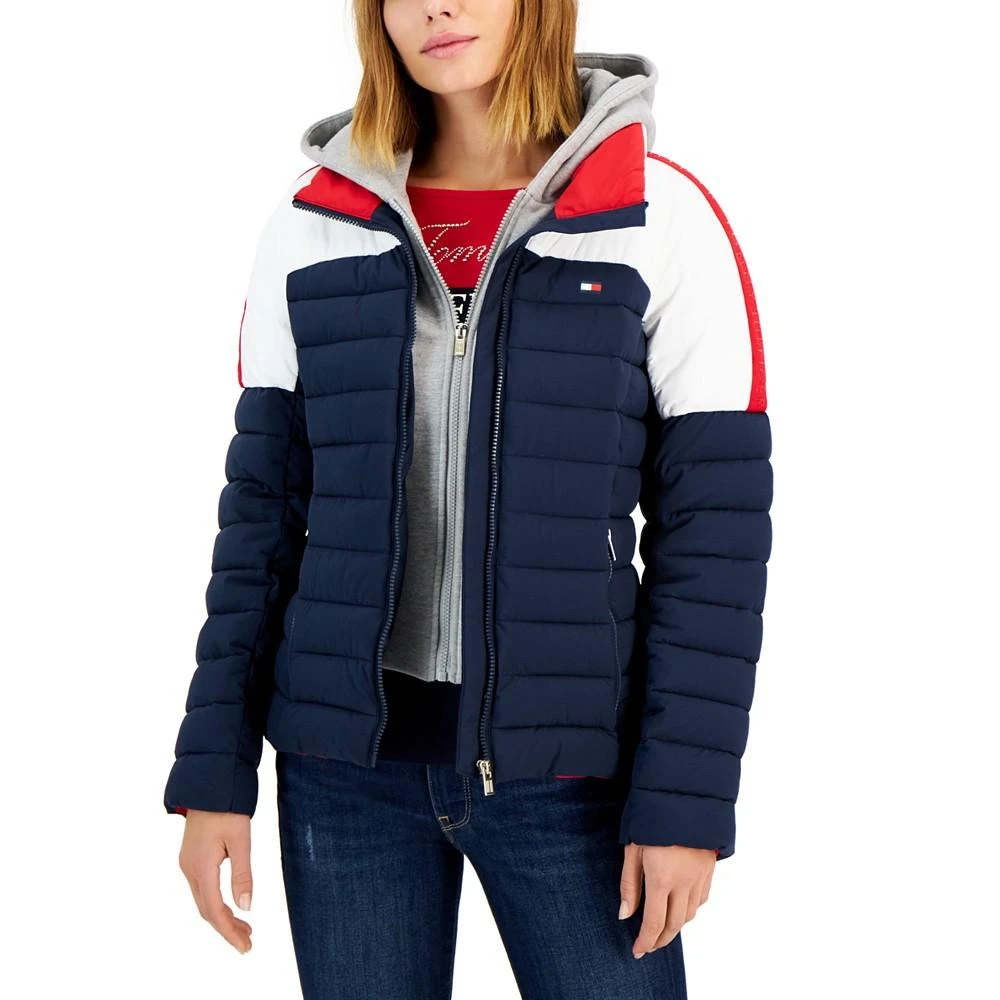 商品Tommy Hilfiger|Women's Hooded Colorblocked Coat,价格¥433,第1张图片