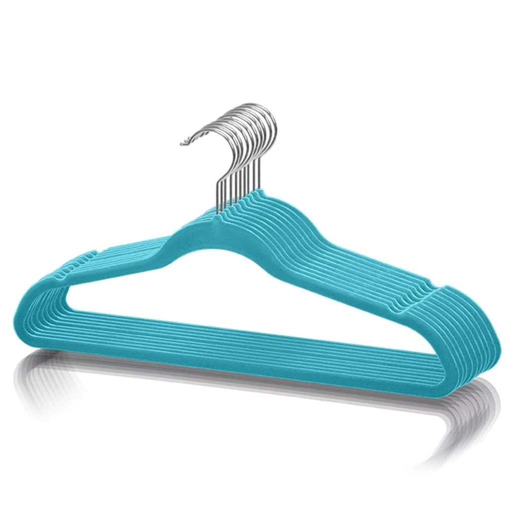 商品Home Basics|Home Basics 10 Piece Velvet Hanger, Turquoise,价格¥119,第4张图片详细描述
