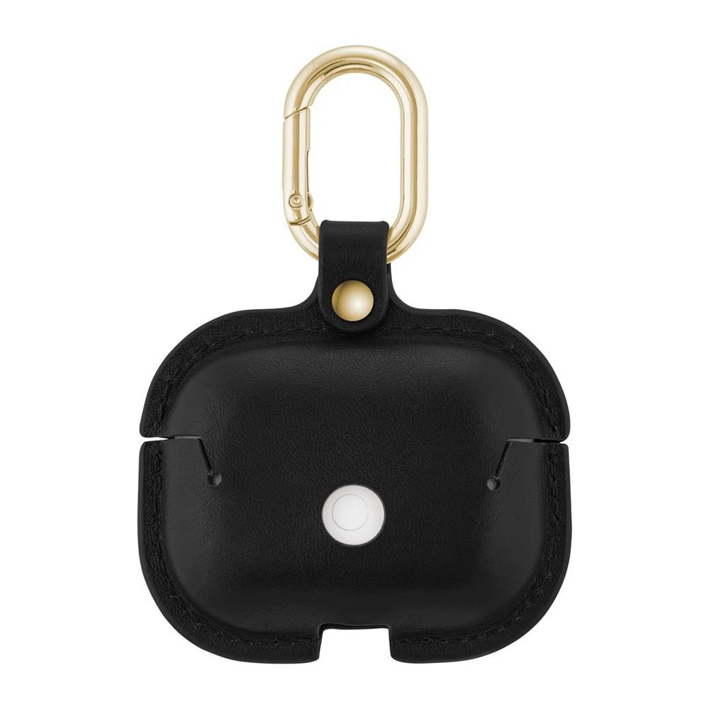 商品WITHit|Black Leather Apple AirPods Case with Gold-Tone Snap Closure and Carabiner Clip,价格¥261,第2张图片详细描述