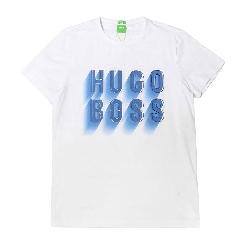 商品Hugo Boss|HUGO BOSS 男士白色棉质立体LOGO字母胶质印花圆领短袖T恤 C-TEE2-50303651-100,价格¥292,第1张图片