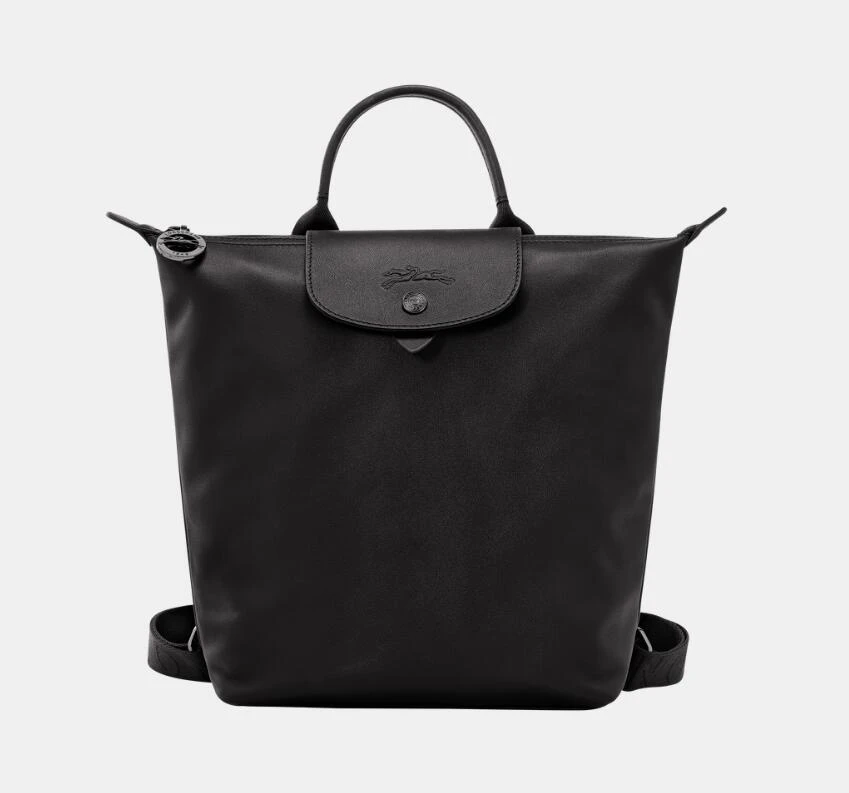 商品[国内直发] Longchamp|珑骧 Le Pliage Le Pliage 28 按扣拉链升合牛皮革书包背包双肩包小号女款黑色蓝色灰色,价格¥4463,第1张图片