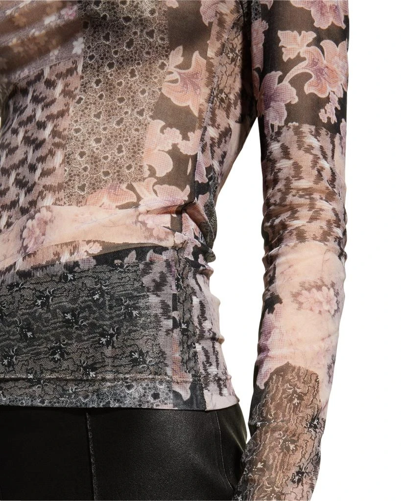 商品ROSETTA GETTY|Patchwork-Print Mesh Turtleneck T-Shirt,价格¥937,第5张图片详细描述