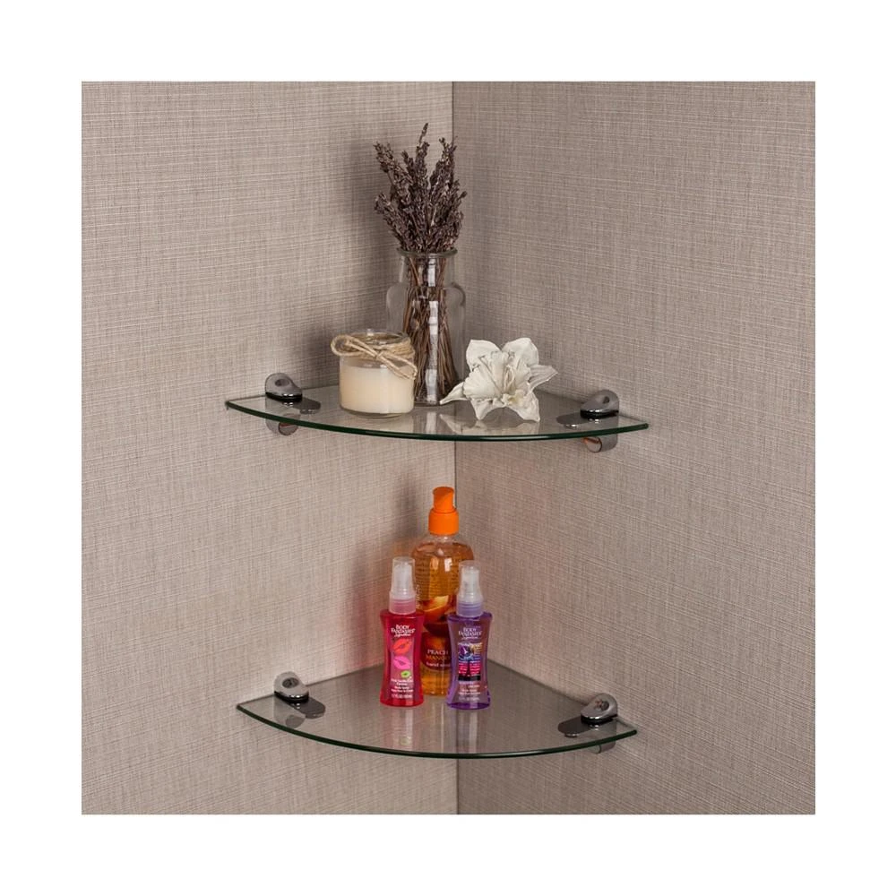 商品Danya B|Set of 2 Glass Radial Floating Shelves with Chrome Brackets 10" x 10",价格¥356,第2张图片详细描述