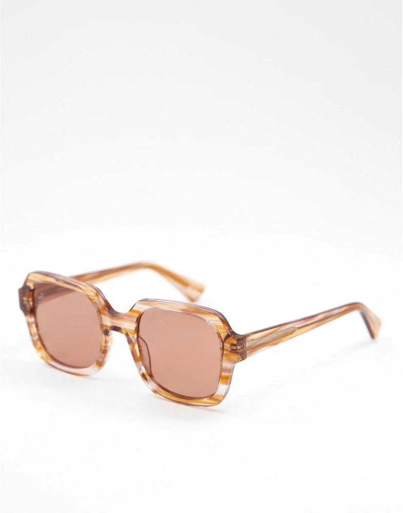 商品ASOS|ASOS DESIGN acetate frame 70s square sunglasses in brown,价格¥170,第1张图片