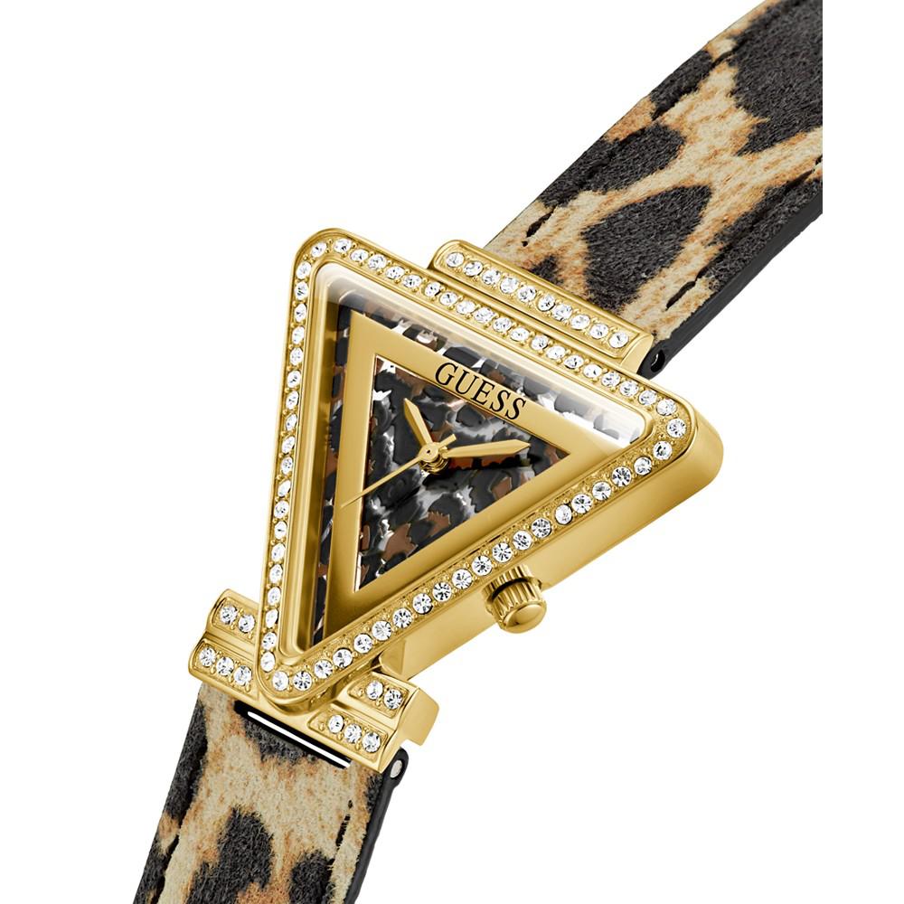 Women's Gold-Tone Glitz Animal Print Genuine Leather Strap Watch, 34mm商品第4张图片规格展示