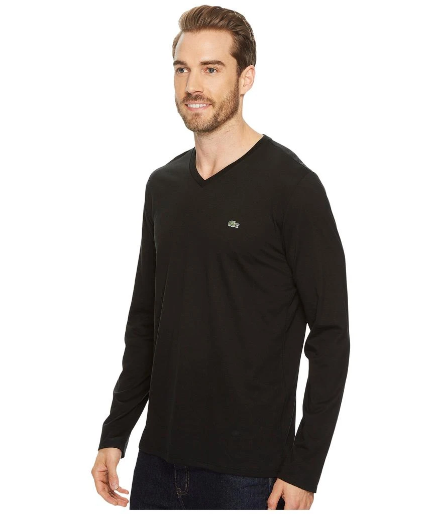 商品Lacoste|Long Sleeve Pima Jersey V-Neck T-Shirt,价格¥302,第2张图片详细描述