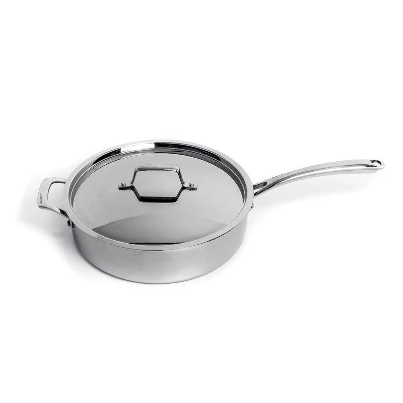 商品BergHOFF|BergHOFF Professional Stainless Steel 10/18 Tri-Ply 5.2 Qt Saute Pan and SS Lid, 11",价格¥673,第1张图片