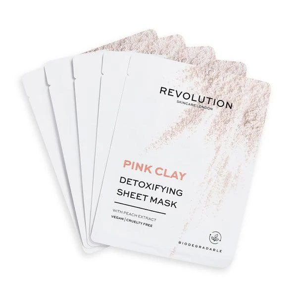 商品Revolution|Revolution Skincare Biodegradable Detoxifying Pink Clay Sheet Mask Set (5 Pack),价格¥49,第1张图片