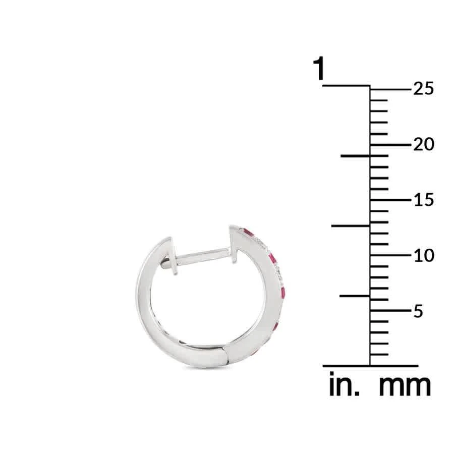 商品LB Exclusive|14K White Gold 0.15 ct Diamond and 0.25 ct Ruby Hoop Earrings,价格¥4463,第3张图片详细描述