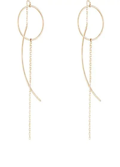 商品Hirotaka|Yellow Gold Wire-Ring & Chain Earrings,价格¥2792,第3张图片详细描述