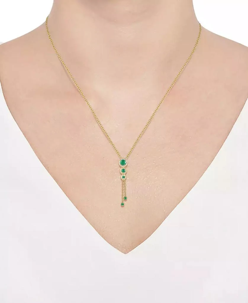 商品Macy's|Sapphire (3/4 ct. t.w.) & Diamond (1/6 ct. t.w.) Triple Halo Lariat Necklace in Gold-Plated Silver, 16" + 2" extender (Also in Ruby & Emerald),价格¥1709,第2张图片详细描述