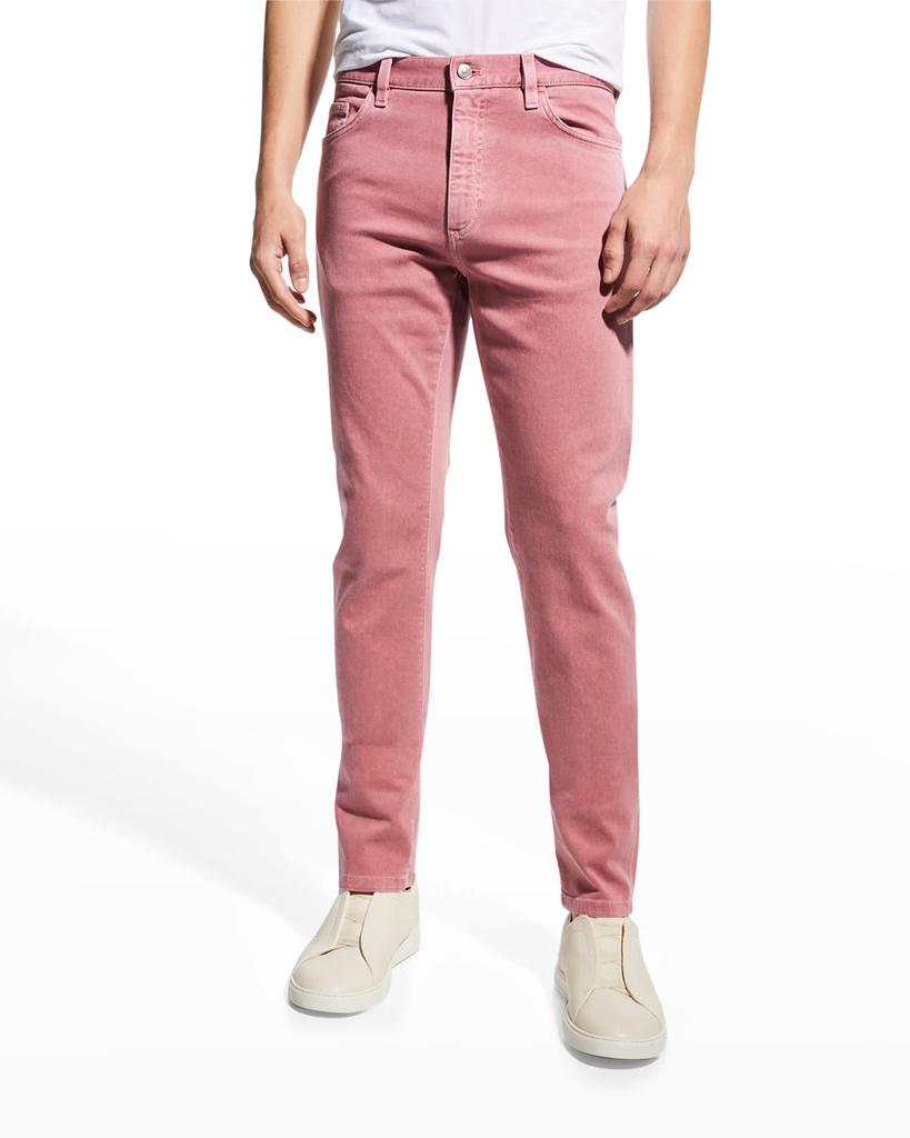 Men's Five-Pocket Solid Denim Trousers商品第1张图片规格展示