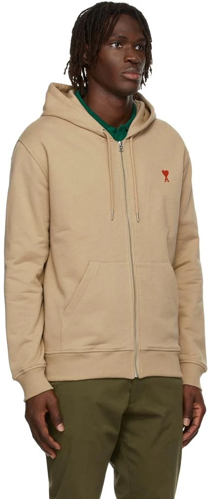 商品AMI|Beige Ami de Cœur Zipped Hoodie,价格¥1400,第2张图片详细描述