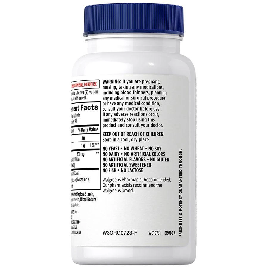 商品Walgreens Free & Pure|Vegan Omega Algae Oil with DHA Softgels (60 days),价格¥147,第2张图片详细描述